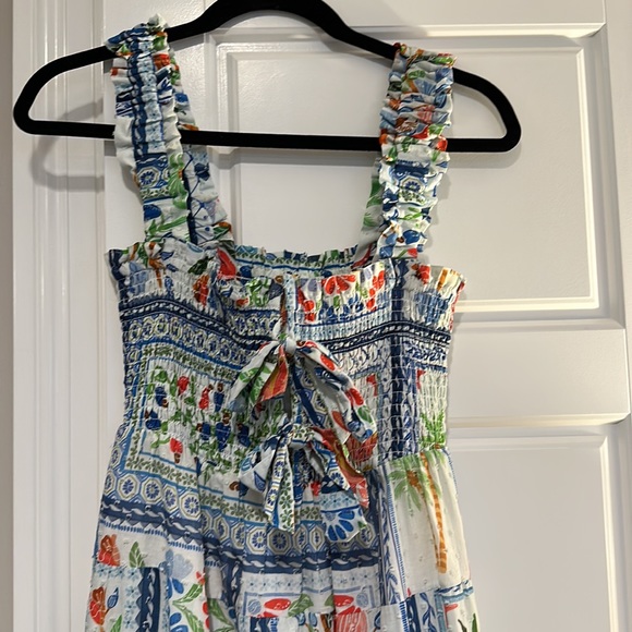Farm Rio Tropical Tiles Square Maxi Dress XS - Picture 4 of 6